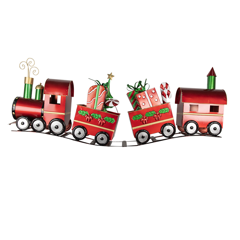 Clayre & Eef Kerstdecoratie Trein 140x24x52 cm Rood Metaal afbeelding 1
