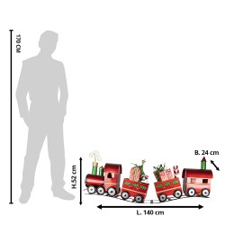 Clayre & Eef Christmas Decoration Train 140x24x52 cm Red Metal