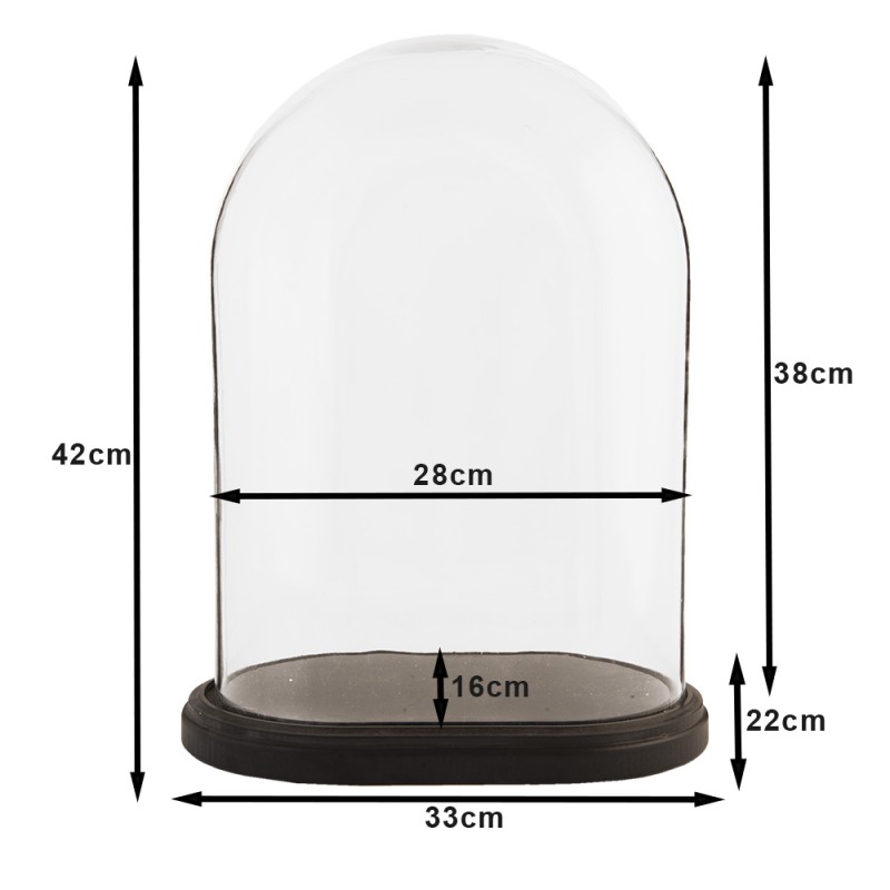 Clayre & Eef Stolp  33x22x42 cm Bruin Glas Hout Ovaal