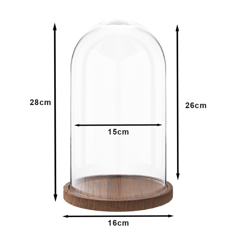 Clayre & Eef Campana Ø 16x28 cm Legno Vetro Rotondo