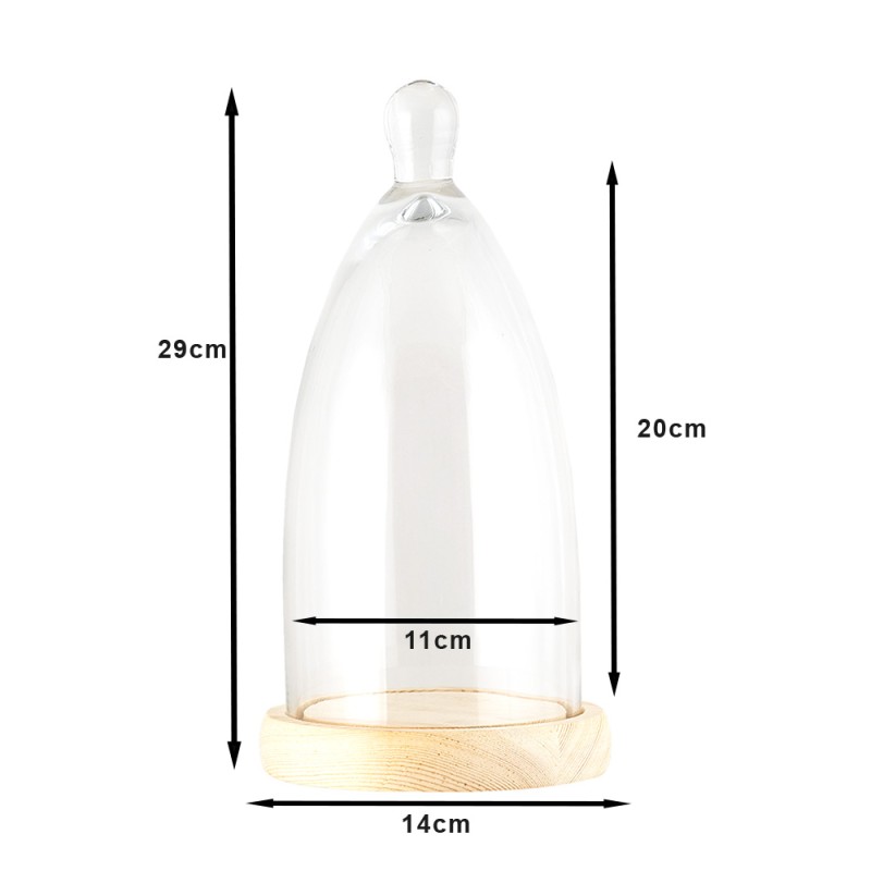 Clayre & Eef Cloche Ø 14x29 cm Wood Glass Round