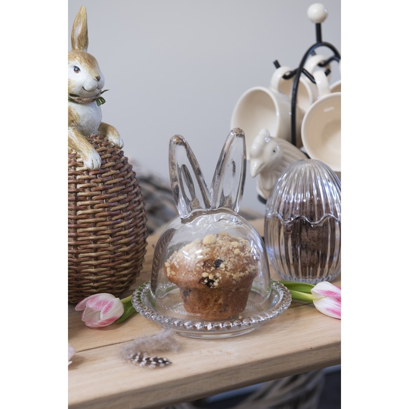 Clayre & Eef Cloche Rabbit Ø 14x16 cm Glass