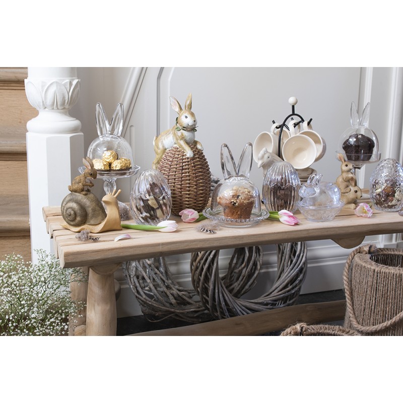 Clayre & Eef Cloche Rabbit Ø 14x16 cm Glass