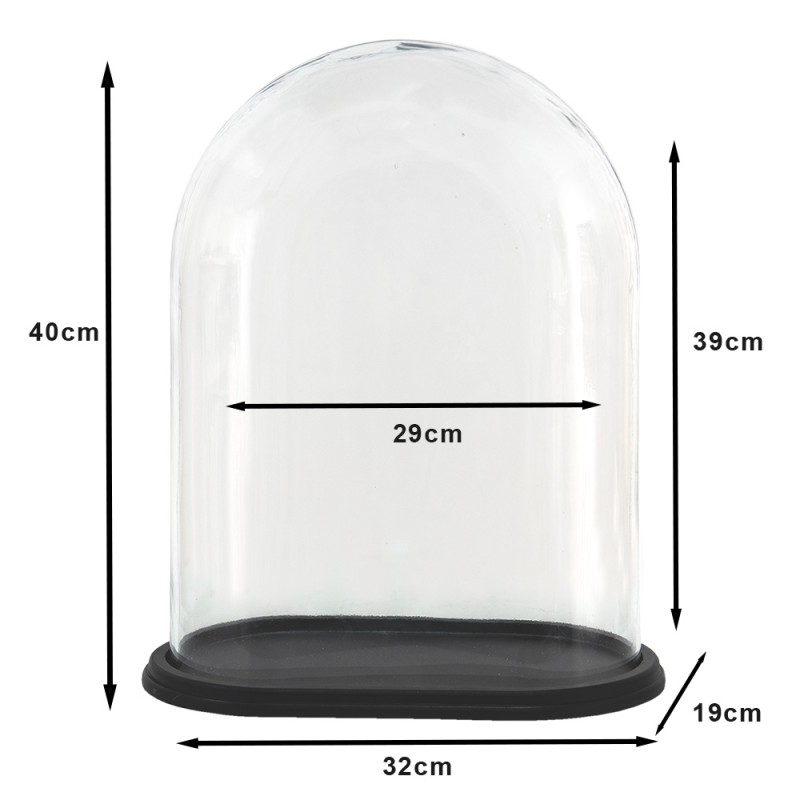 Clayre & Eef Cloche 34x20x40 cm Bois Verre Ovale