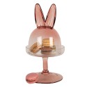 Clayre & Eef Cloche Ø 12x23 cm Rose Verre Rond Lapin