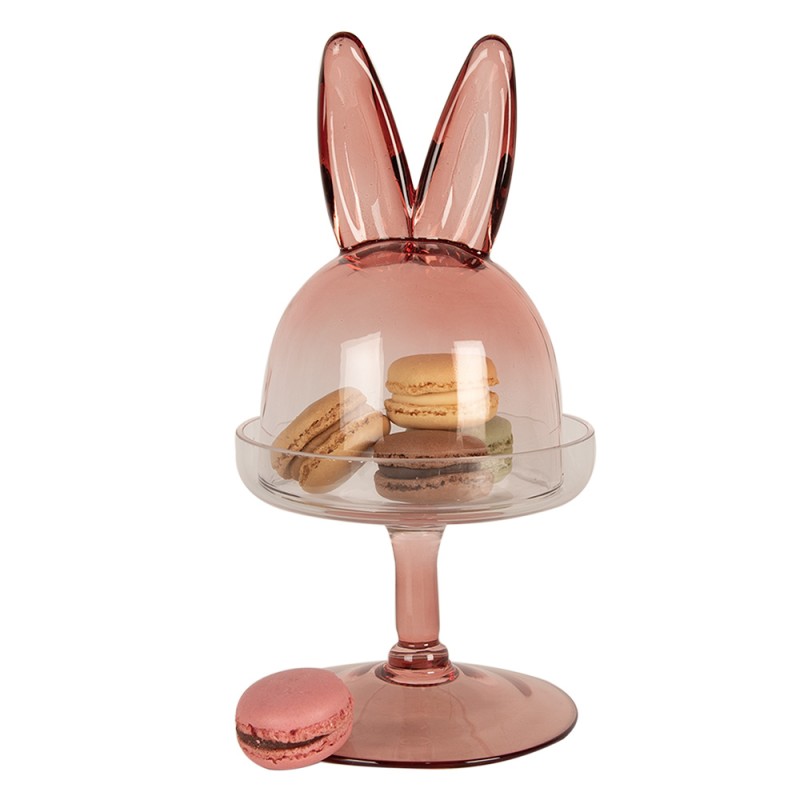 Clayre & Eef Cloche Ø 12x23 cm Rose Verre Rond Lapin