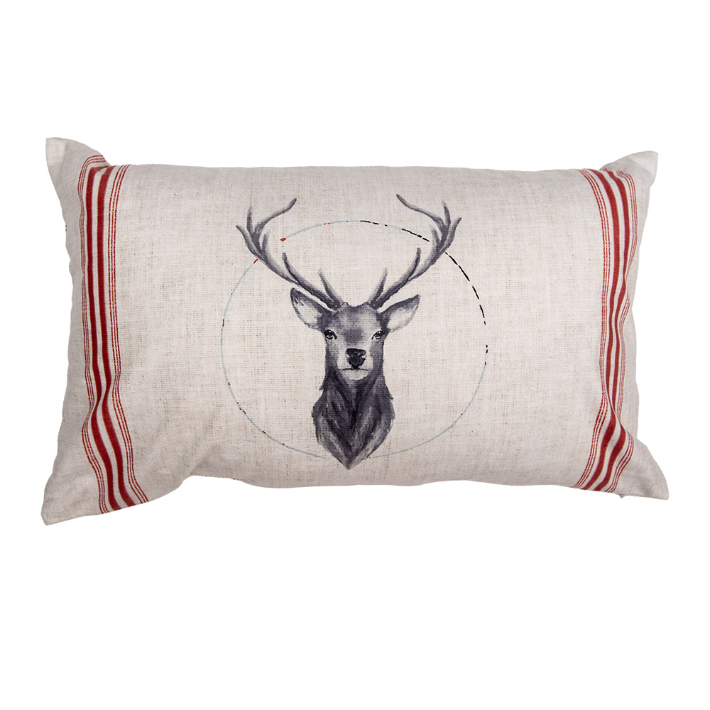 Clayre & Eef Kussenhoes 30x50 cm Beige Polyester Hert afbeelding