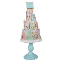 Clayre & Eef Casa di pan di zenzero 59 cm Blu Rosa Plastica