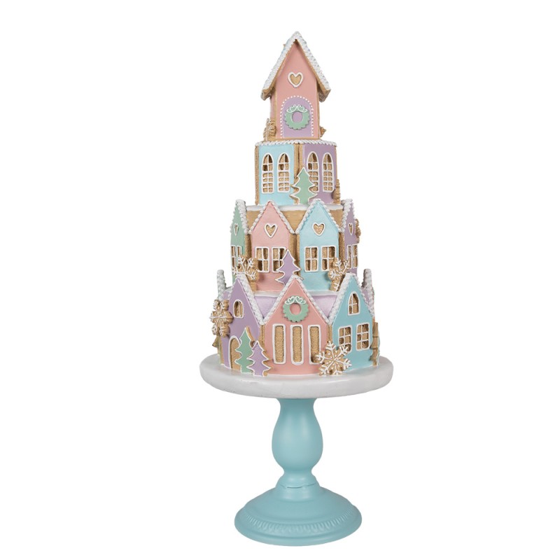 Clayre & Eef Casa di pan di zenzero 59 cm Blu Rosa Plastica
