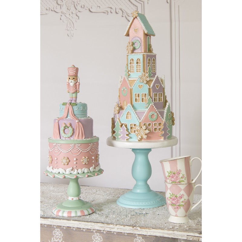 Clayre & Eef Casa di pan di zenzero 59 cm Blu Rosa Plastica