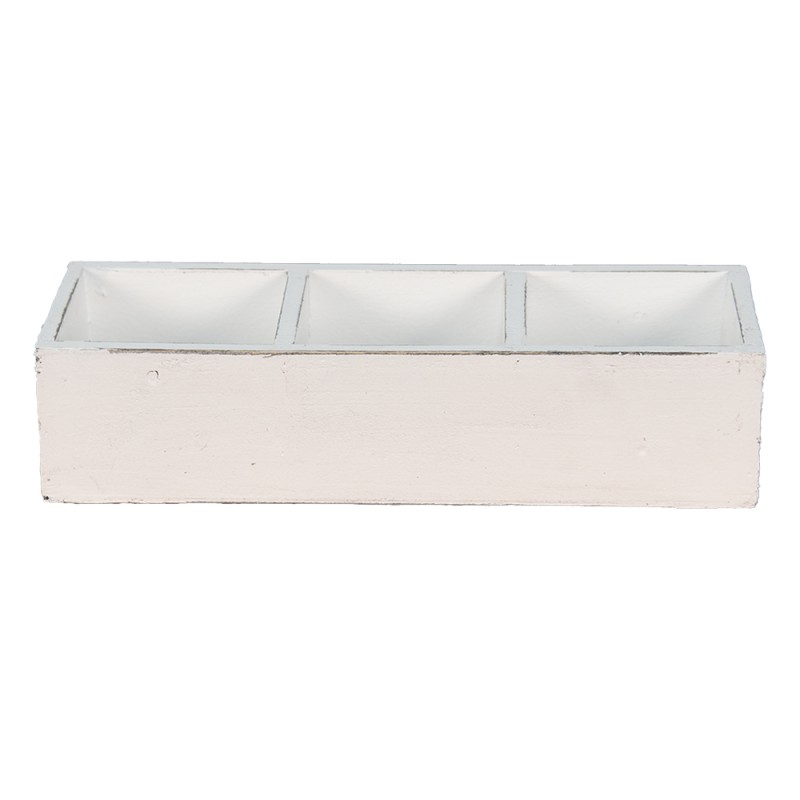 Clayre & Eef Holzkiste 33x12x7 cm Weiß Holz Rechteck