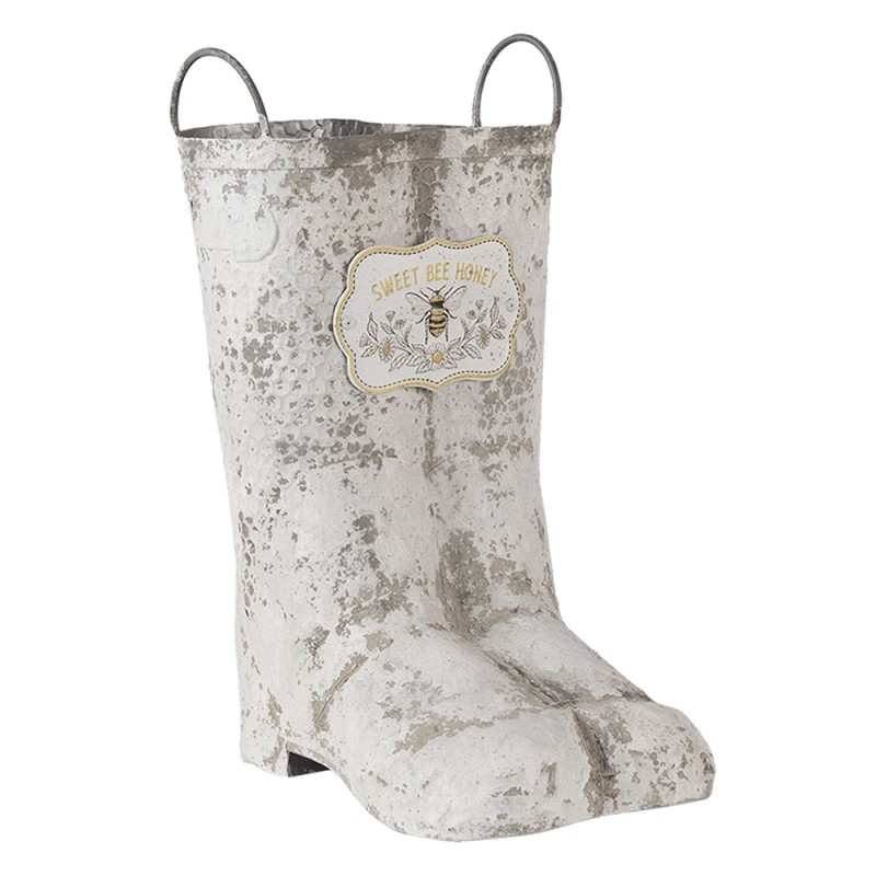 Clayre & Eef Pflanzenhalter Stiefel 18x24x31/35 cm Grau Metall