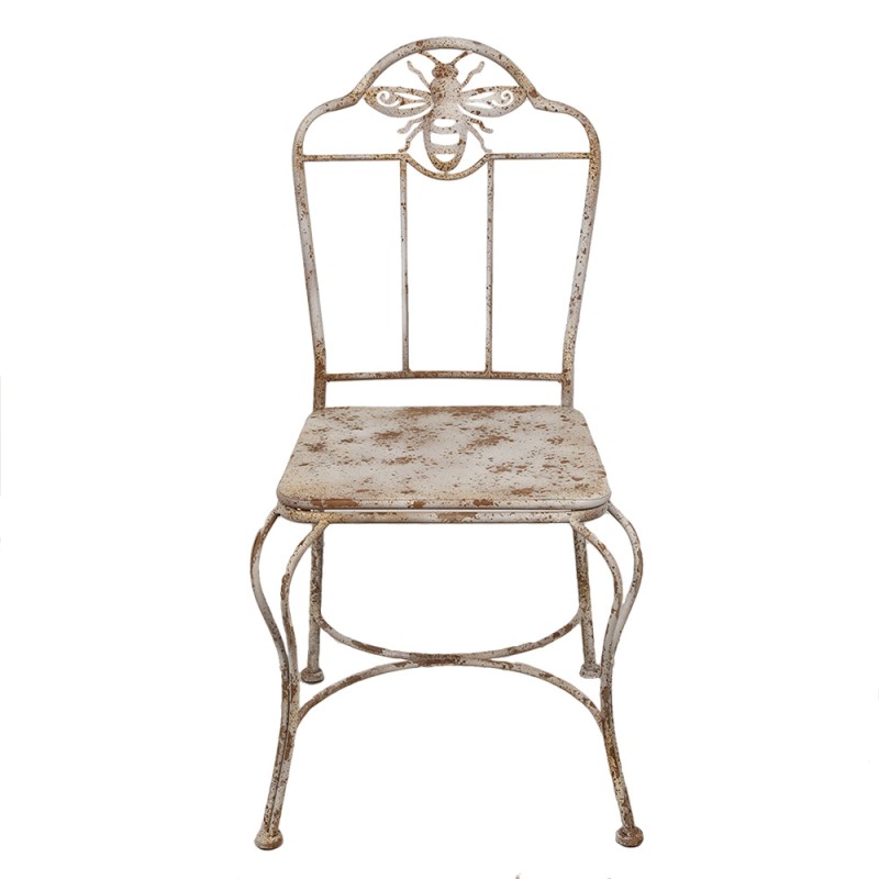 Clayre & Eef Tuinstoel 47x47x91 cm Wit Bruin IJzer