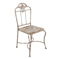 Clayre & Eef Tuinstoel 47x47x91 cm Wit Bruin IJzer