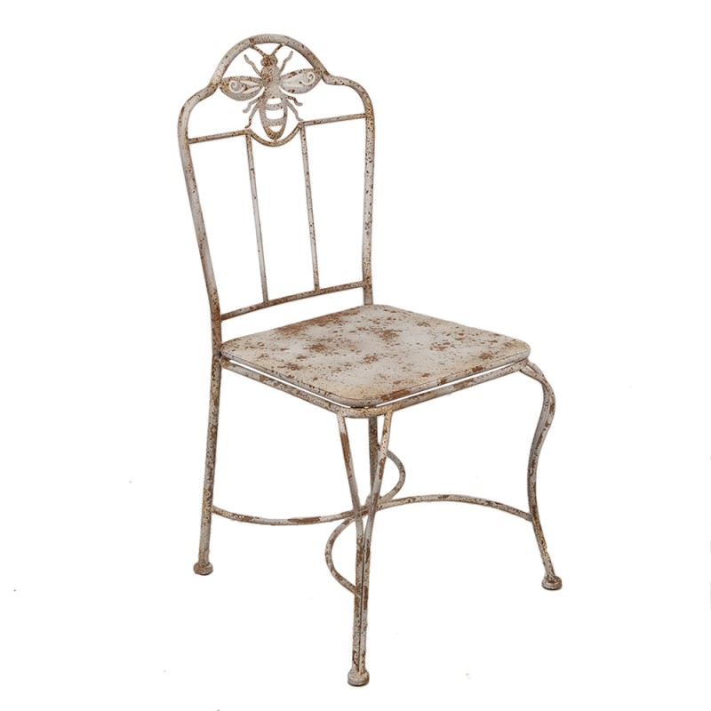 Clayre & Eef Tuinstoel 47x47x91 cm Wit Bruin IJzer