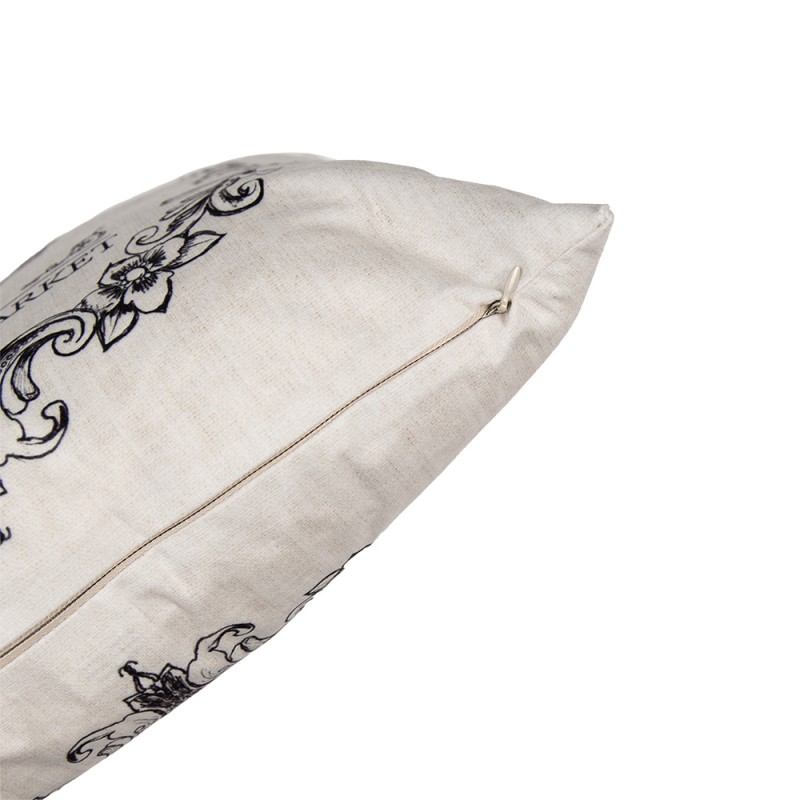 Clayre & Eef Cushion Cover 45x45 cm Beige Black Polyester Rooster Farmers Market