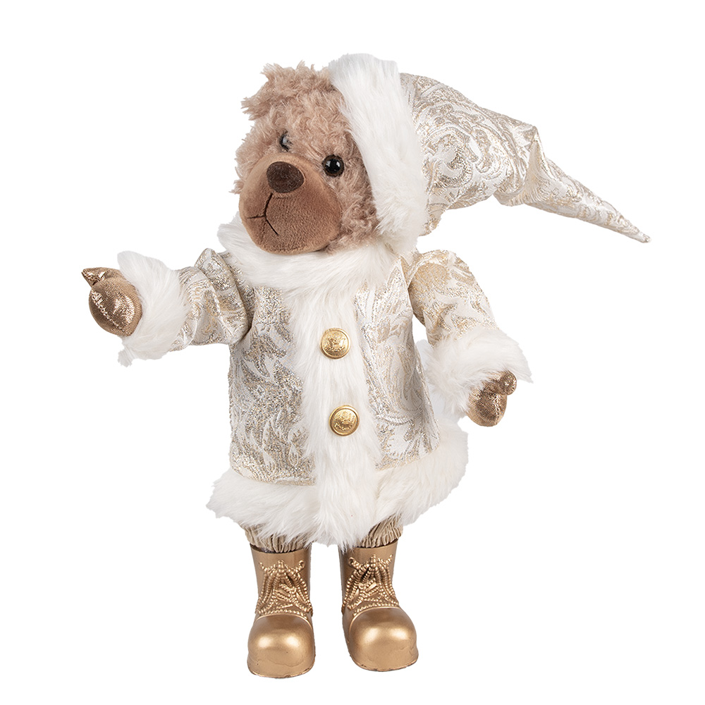 Clayre & Eef Kerstdecoratie Beeld Beer 36 cm Beige Kunststof afbeelding 1