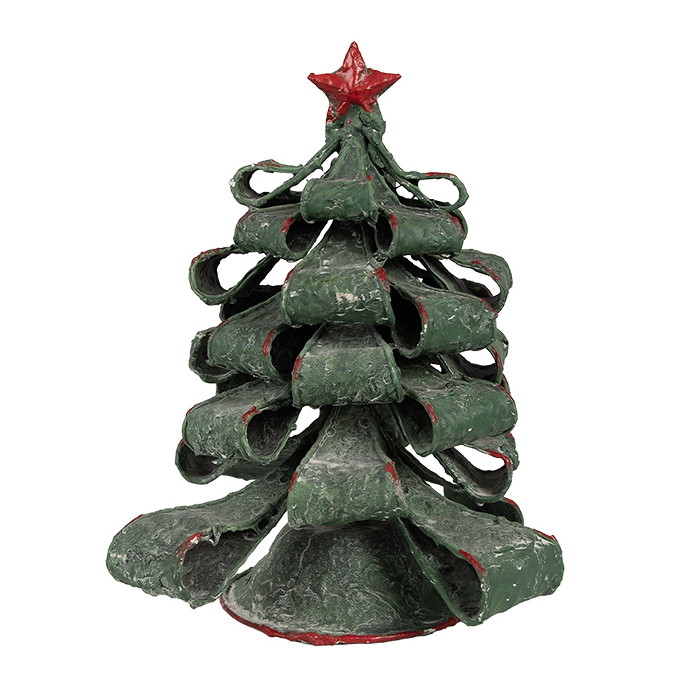 Clayre&Eef Kerstdecoratie Beeld KerstboomØ 21x24 cm Groen Metaal afbeelding