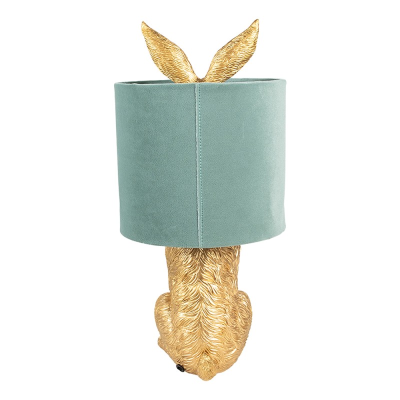 Clayre & Eef Tischlampe Kaninchen Ø 20x43 cm Goldfarbig Grün Kunststoff