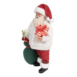 Clayre & Eef Weihnachtsdekorationsfigur Weihnachtsmann 27 cm Weiß Rot Textil