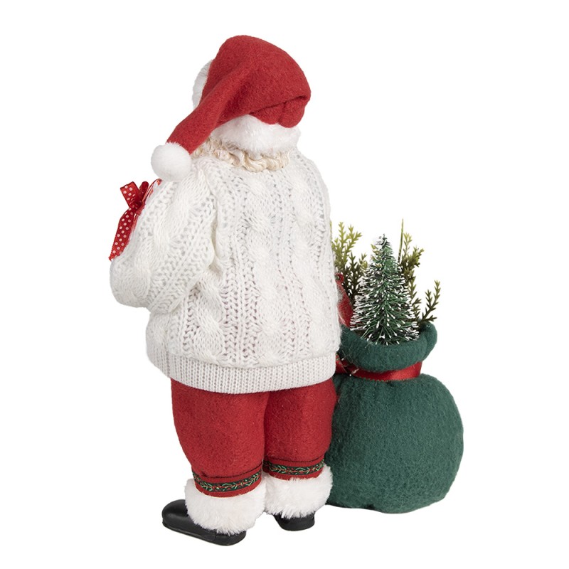 Clayre & Eef Weihnachtsdekorationsfigur Weihnachtsmann 27 cm Weiß Rot Textil