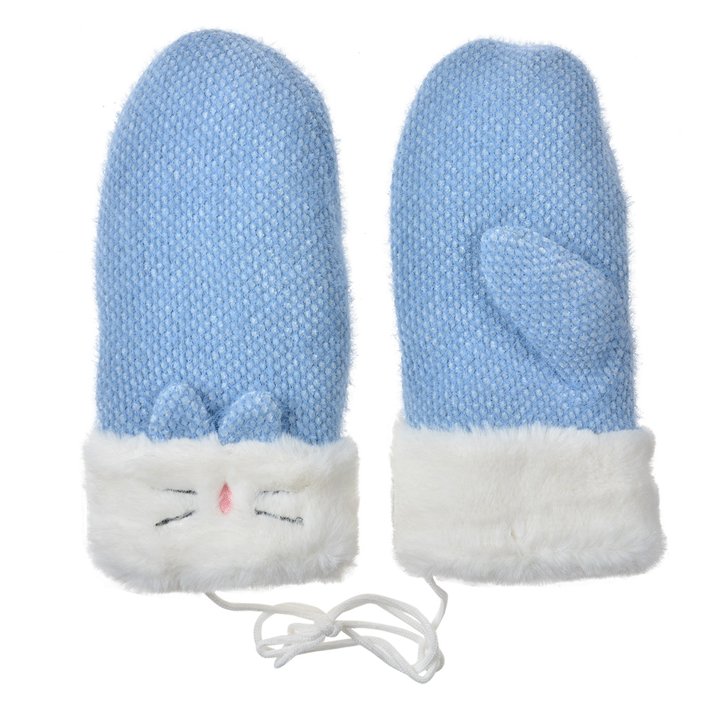 Clayre & Eef Handschoenen Kinderen 10x23 cm Blauw Polyester afbeelding