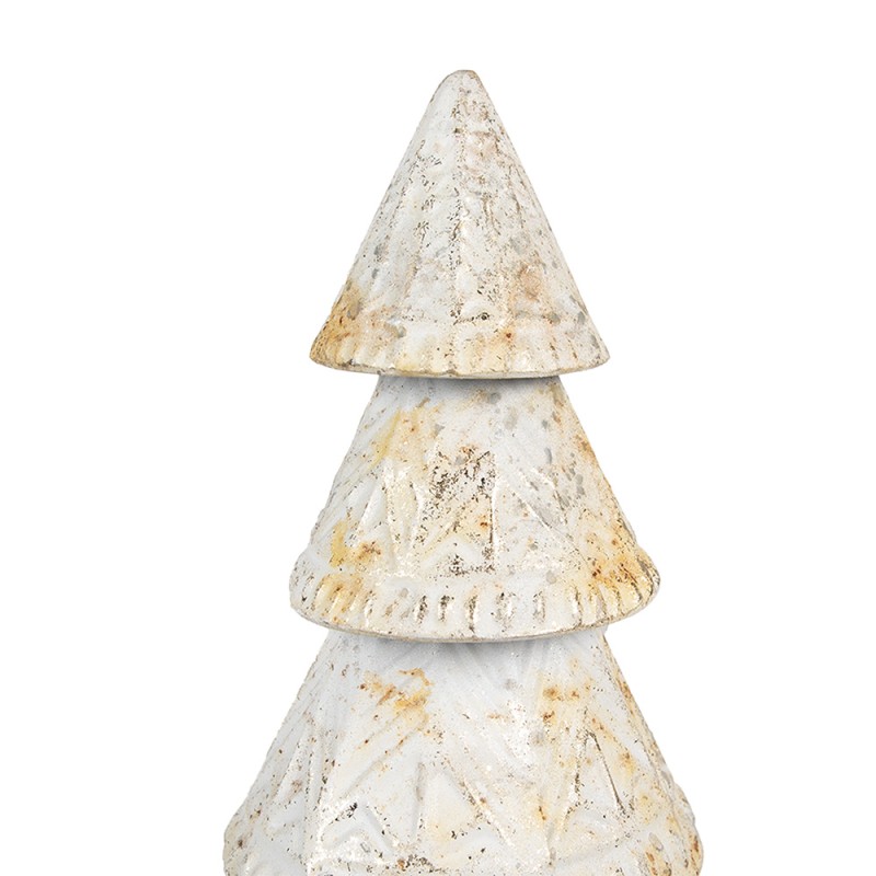 Clayre & Eef Weihnachtsdekorationsfigur Weihnachtsbaum 32 cm Weiß Metall Holz