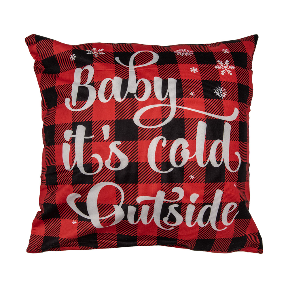 Clayre&Eef Kussenhoes 45x45 cm Rood Synthetisch Winter