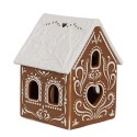 Clayre & Eef Tealight Holder Gingerbread house 7x8x9 cm Brown Porcelain