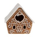 Clayre & Eef Tealight Holder Gingerbread house 9x7x8 cm Brown Porcelain