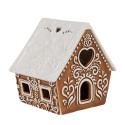 Clayre & Eef Tealight Holder Gingerbread house 9x7x8 cm Brown Porcelain
