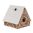 Clayre & Eef Teelichthalter Lebkuchenhaus 8x8x8 cm Braun Porzellan