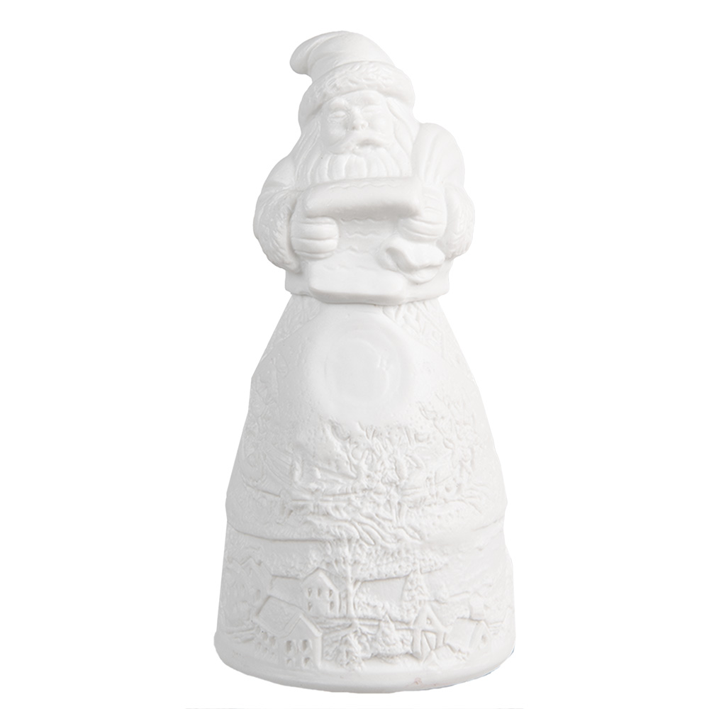 Clayre&Eef Kerstdecoratie met LED-verlichting KerstmanØ 5x11 cm Wit Porselein afbeelding