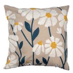 Clayre & Eef Kussenhoes 45x45 cm Beige Wit Polyester Bloemen