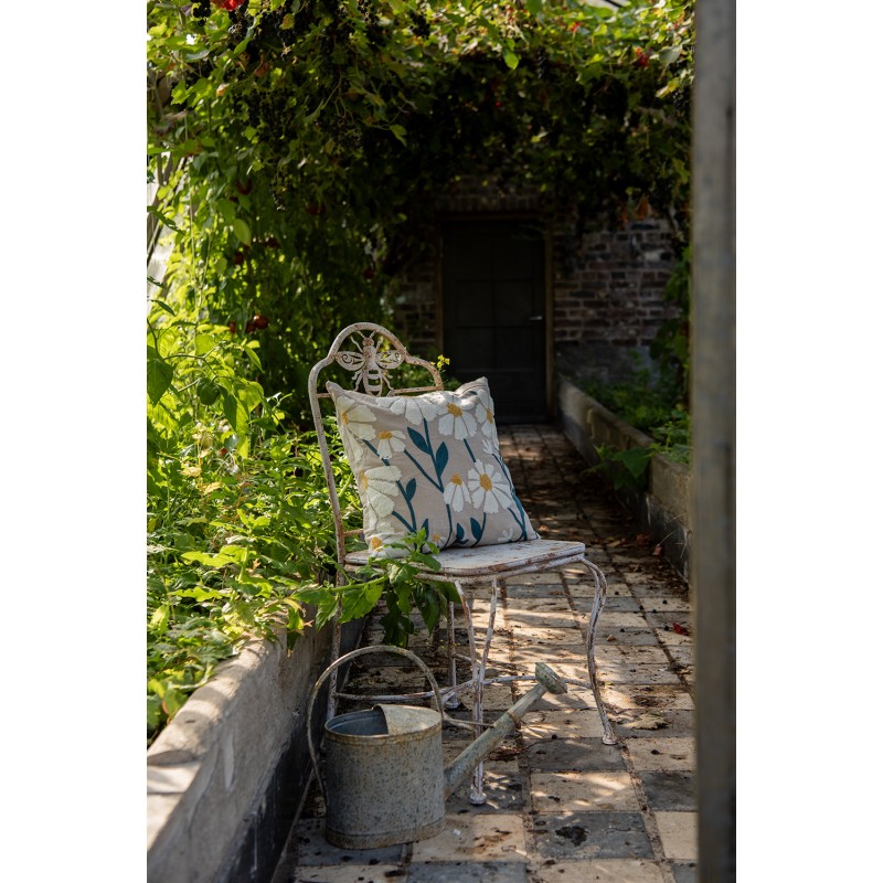 Clayre & Eef Kussenhoes 45x45 cm Beige Wit Polyester Bloemen