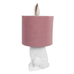 Clayre & Eef Table Lamp Rabbit Ø 20x43 cm White Pink Plastic