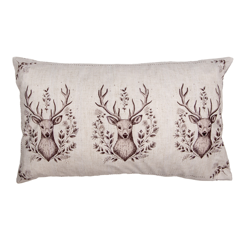 Clayre & Eef Kussenhoes 30x50 cm Beige Polyester Hert afbeelding