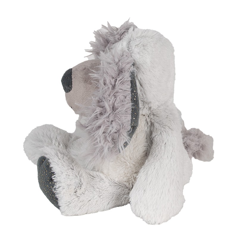 Grey and white stuffed dog sale