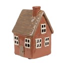 Clayre & Eef Waxinelichthouder Huis 9x9x14 cm Oranje Keramiek Geen vorm