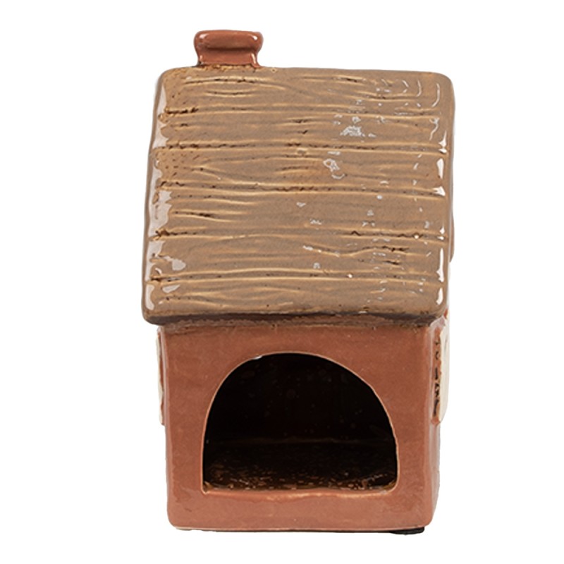 Clayre & Eef Waxinelichthouder Huis 9x9x14 cm Oranje Keramiek Geen vorm