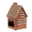 Clayre & Eef Waxinelichthouder Huis 9x9x14 cm Oranje Keramiek Geen vorm
