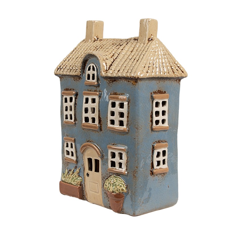 Portacandele In Ceramica Village Pottery A Forma Di Casa - Decorazione Rustica Per Ambiente Caldo E Accogliente