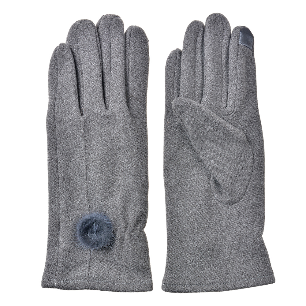 Clayre&Eef Handschoenen Winter 9x23 cm Grijs Polyester afbeelding