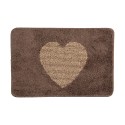 Clayre & Eef Bath Mat 58x38x1 cm Brown Polyester Rectangle Heart