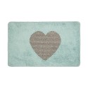 Clayre & Eef Tapis de bain 78x48x1 cm Bleu Polyester Rectangle Coeur