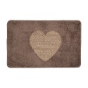 Clayre & Eef Tapis de bain 78x48x1 cm Marron Polyester Rectangle Coeur