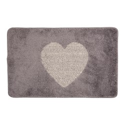 Clayre & Eef Bath Mat 78x48x1 cm Grey Polyester Rectangle Heart