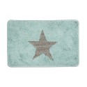 Clayre & Eef Bath Mat 58x38x1 cm Blue Polyester Rectangle Star