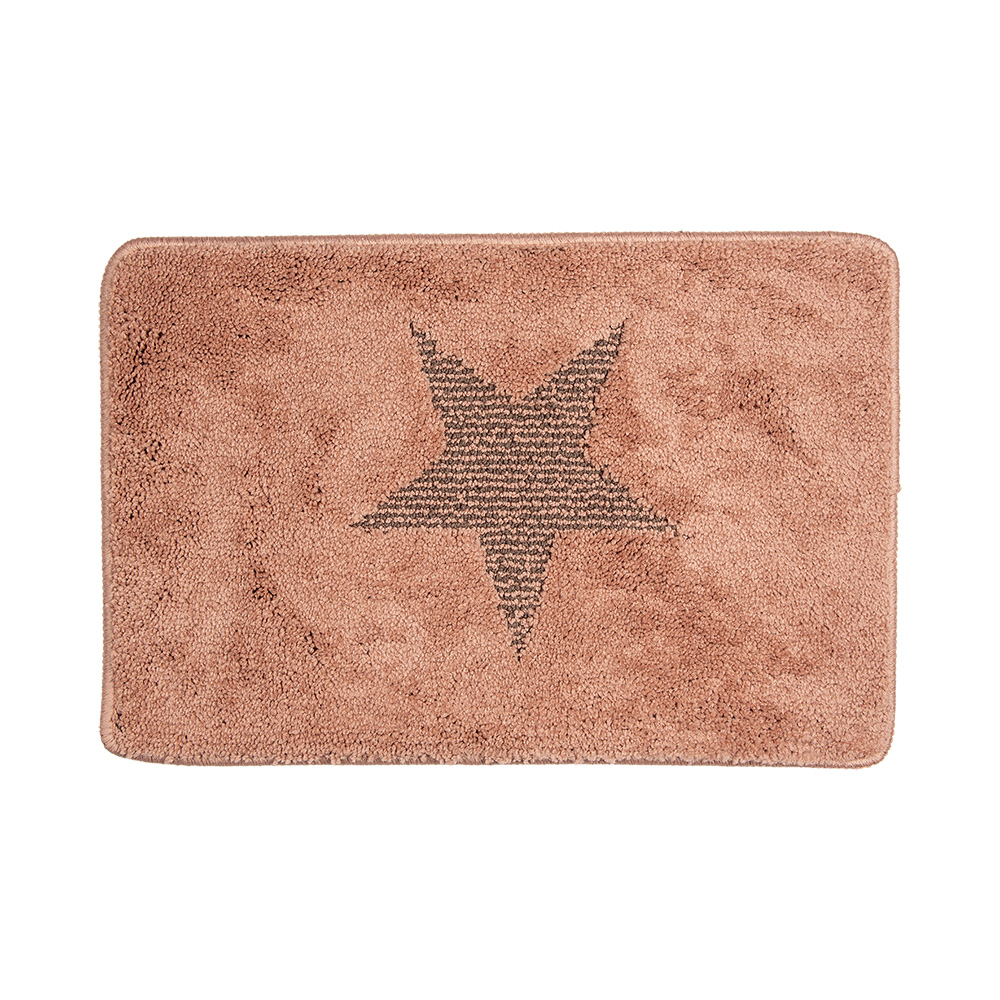 Clayre & Eef Badmat 58x38x1 cm Roze Polyester Ster afbeelding