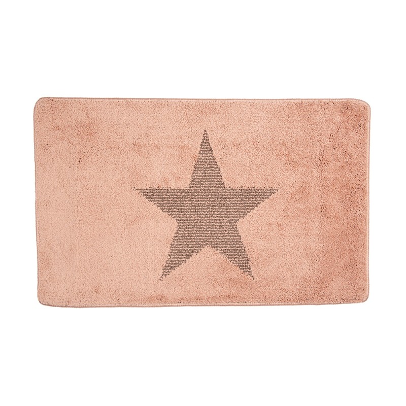 Clayre & Eef Bath Mat 78x48x1 cm Pink Polyester Rectangle Star